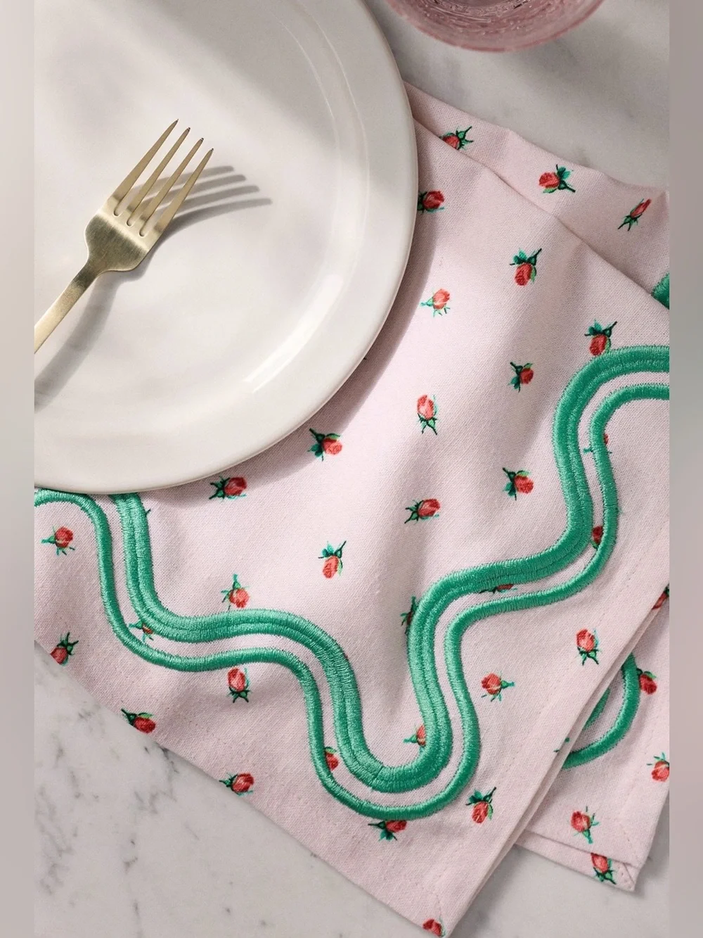 Anthropologie Madeline Napkins, Set of 2, Tulip Pink